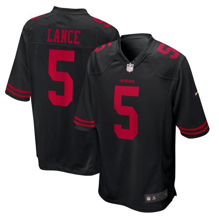 Men San Francisco 49ers 5 Trey Lance Nike Black Player Game NFL Jersey